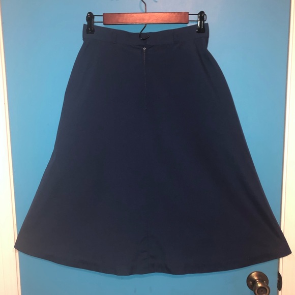 Vintage Navy Blue Knee Length A-Line Skirt - Picture 7 of 7